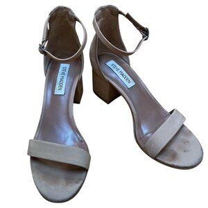 Steve Madden Irenee Block Heel nubuck Sandal in Tan size 6